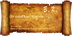 Brodafker Karsa névjegykártya